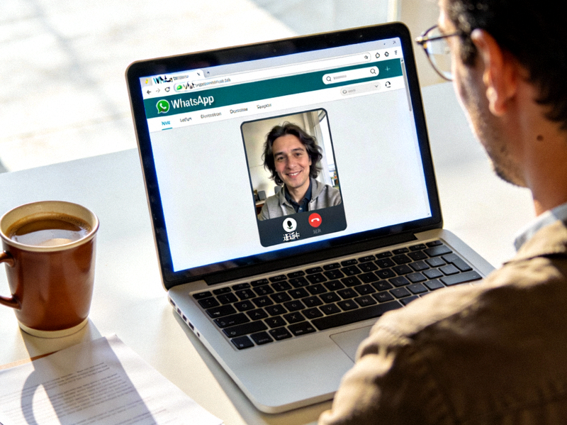 用户正在电脑上使用WhatsApp网页版进行视频通话